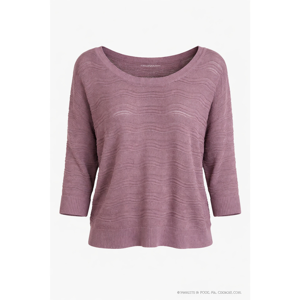 Love By Design Plum Open Knit Button Back Slouchy Boho Sweater Medium